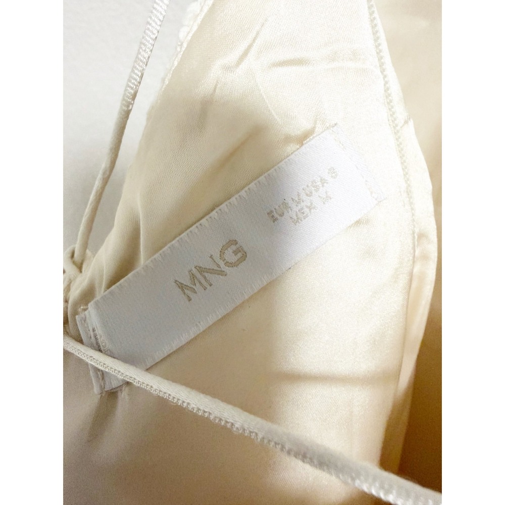 Mango Womens Pearl Textured Mini Dress Halter Neck Sleeveless Off White Small - Picture 4 of 9